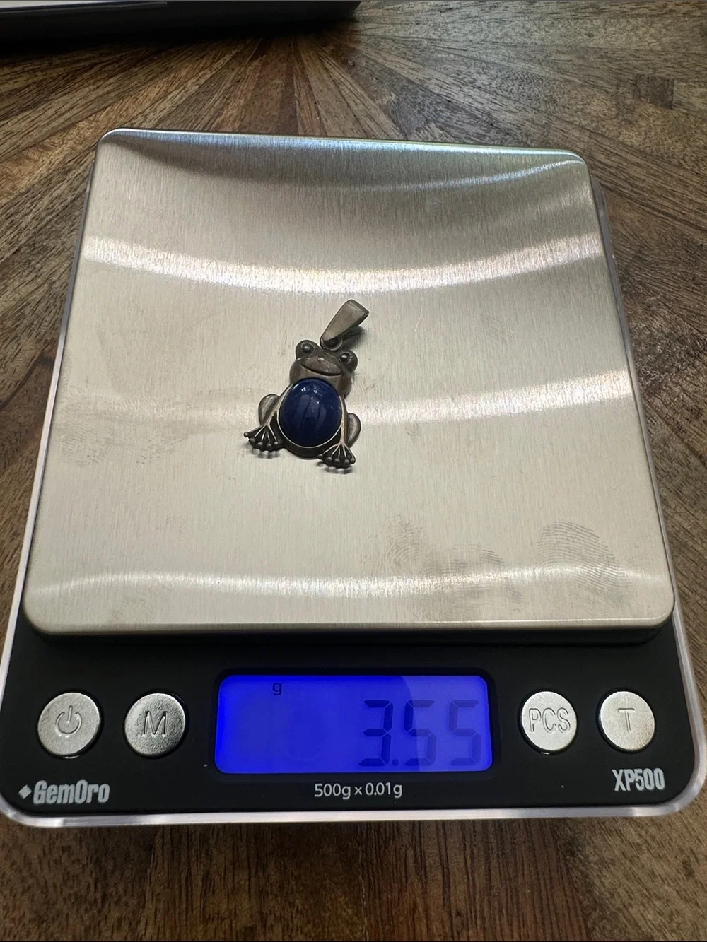Sterling and Lapis Frog Pendant